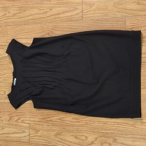 Black sleeveless shirred dress, knee length with stretch, Dress Barn women's 16
